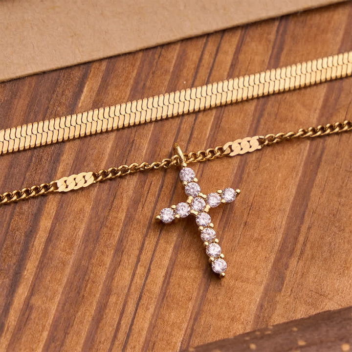 Christianartworkshop Sleek Stackable Cross Double Chain Bracelet: Symbol of Quiet Divine Comfort - image 4