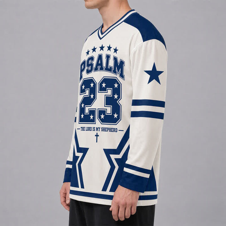 Christianartworkshop Psalm 23 Star Number Long Sleeve Hockey Jersey - image 6