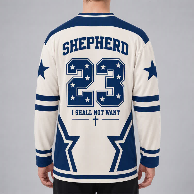 Christianartworkshop Psalm 23 Star Number Long Sleeve Hockey Jersey - image 4
