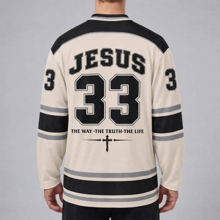 Christianartworkshop Jesus 33 Crown Of Thorns Long Sleeve Hockey Jersey - image 4