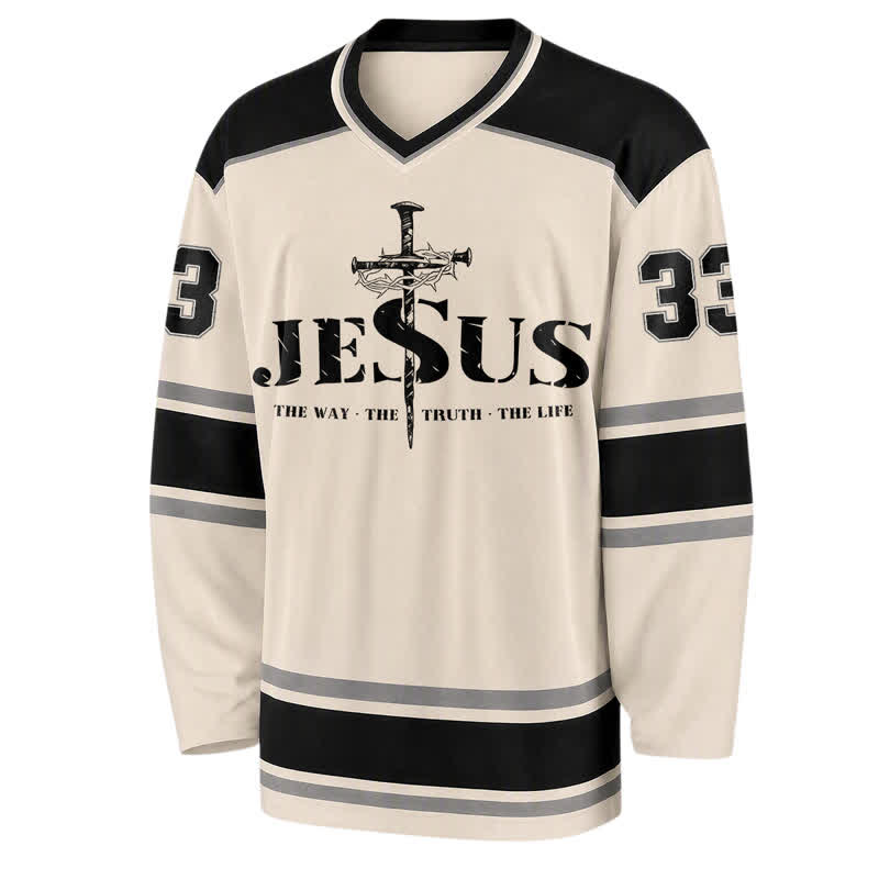 Christianartworkshop Jesus 33 Crown Of Thorns Long Sleeve Hockey Jersey - image 1