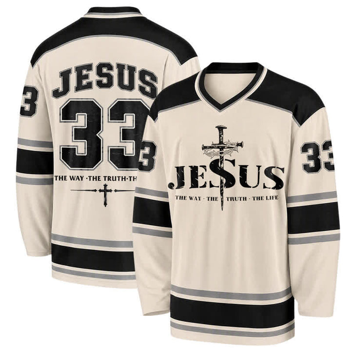 Christianartworkshop Jesus 33 Crown Of Thorns Long Sleeve Hockey Jersey - 5XL - image 0
