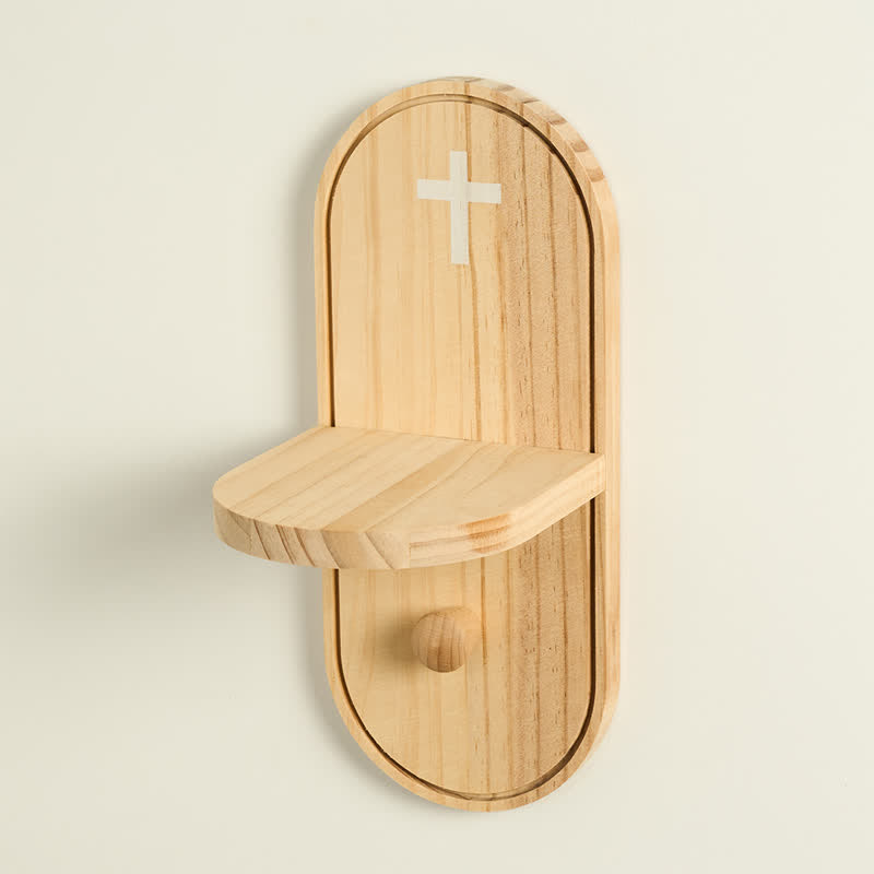 Christianartworkshop Wooden Prayer Altar Shelf With Printed Cross: Carrier of Timeless Sacred Blessing - image 1