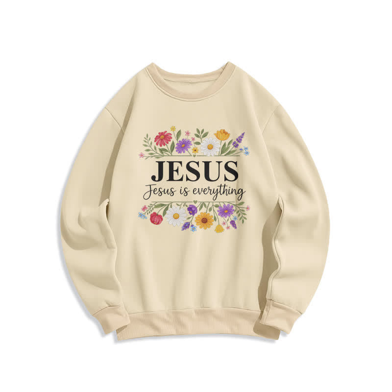 Christianartworkshop Jesus Is Everything Floral Graphic Crewneck Sweatshirt - Beige - 2XL - image 3