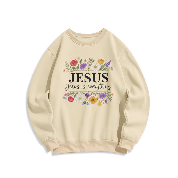 Christianartworkshop Jesus Is Everything Floral Graphic Crewneck Sweatshirt - Beige - 2XL - image 3