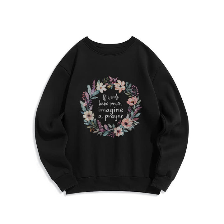 Christianartworkshop Floral Prayer Quote Cozy Crewneck Pullover Sweatshirt - Black - 2XL - image 2