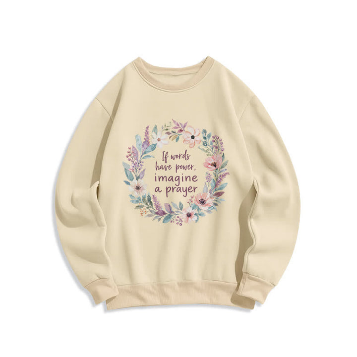 Christianartworkshop Floral Prayer Quote Cozy Crewneck Pullover Sweatshirt - Beige - 2XL - image 0