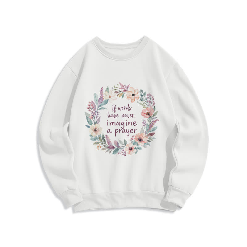 Christianartworkshop Floral Prayer Quote Cozy Crewneck Pullover Sweatshirt - White - 2XL - image 1