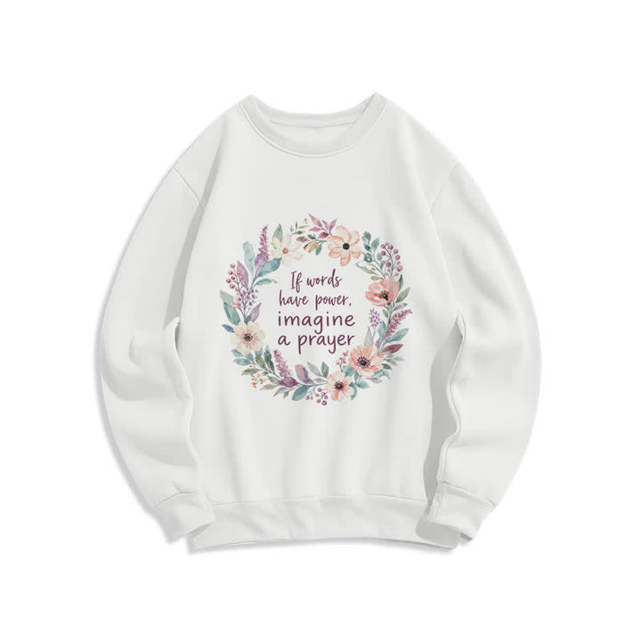 Christianartworkshop Floral Prayer Quote Cozy Crewneck Pullover Sweatshirt - White - 2XL - image 1