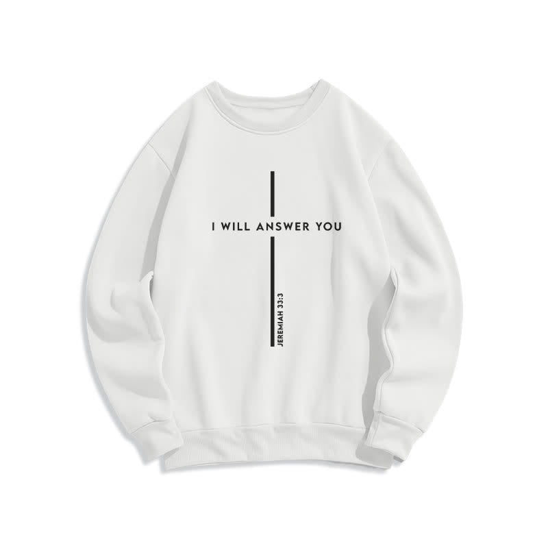 Christianartworkshop I Will Answer You Cross Graphic Oversized Crewneck Sweatshirt - White - 2XL - image 1
