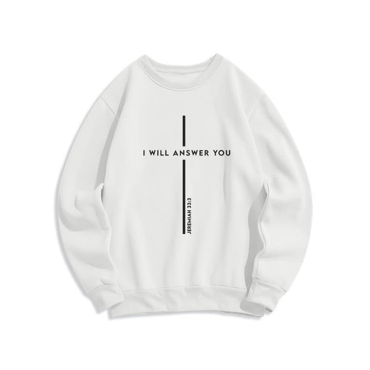 Christianartworkshop I Will Answer You Cross Graphic Oversized Crewneck Sweatshirt - White - 2XL - image 1