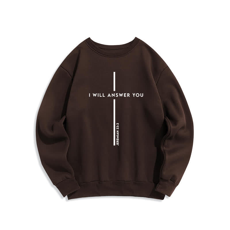 Christianartworkshop I Will Answer You Cross Graphic Oversized Crewneck Sweatshirt - Brown - 2XL - image 5