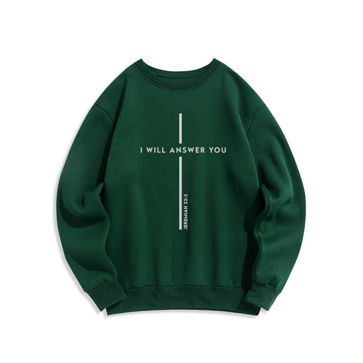 Christianartworkshop I Will Answer You Cross Graphic Oversized Crewneck Sweatshirt - Green - 2XL - image 3