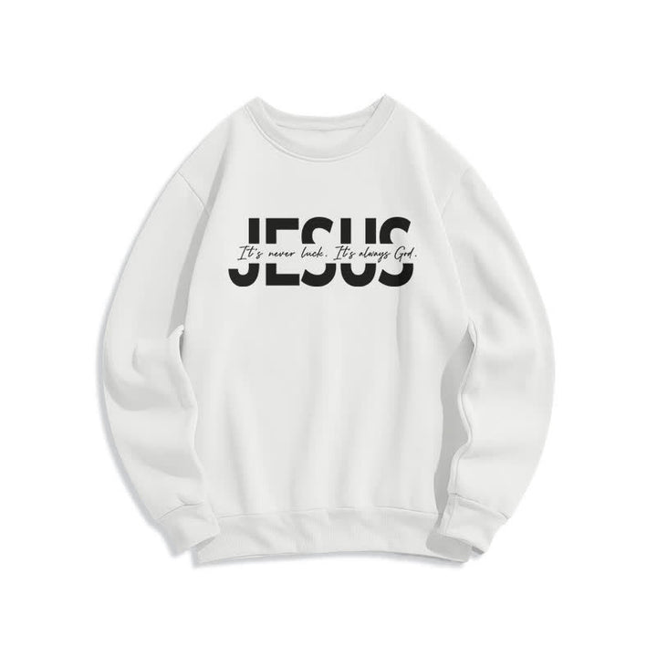 Christianartworkshop Jesus Statement Oversized Fleece Lined Crewneck Sweatshirt - White - 2XL - image 1