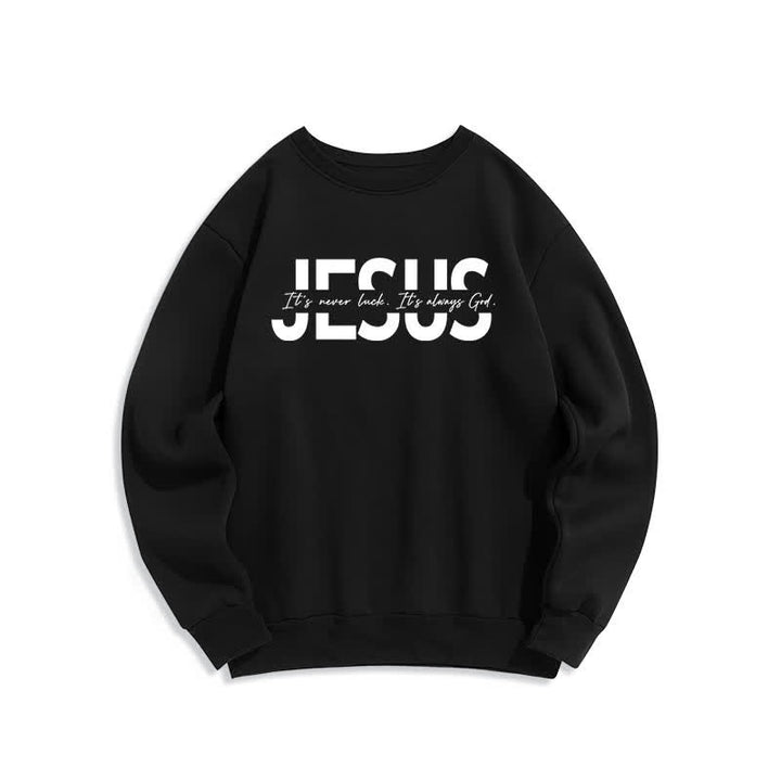 Christianartworkshop Jesus Statement Oversized Fleece Lined Crewneck Sweatshirt - Black - 2XL - image 2