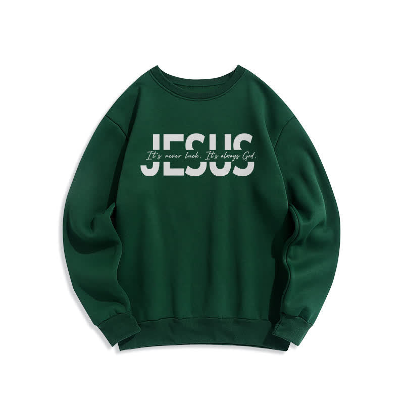 Christianartworkshop Jesus Statement Oversized Fleece Lined Crewneck Sweatshirt - Green - 2XL - image 5