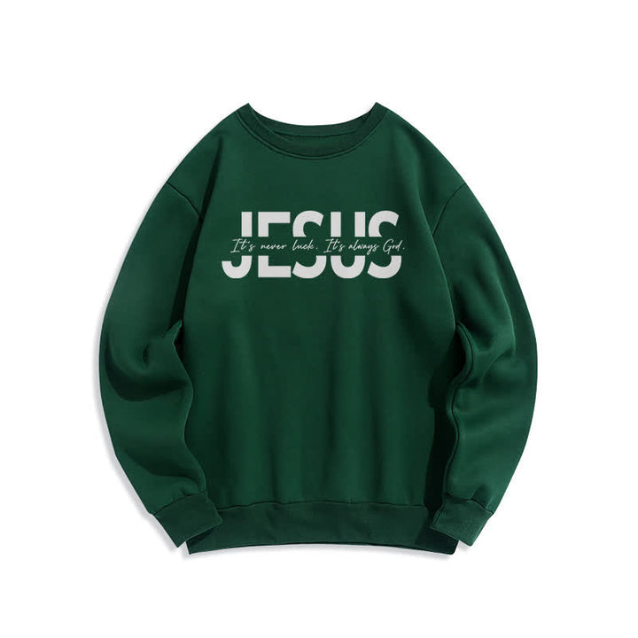 Christianartworkshop Jesus Statement Oversized Fleece Lined Crewneck Sweatshirt - Green - 2XL - image 5