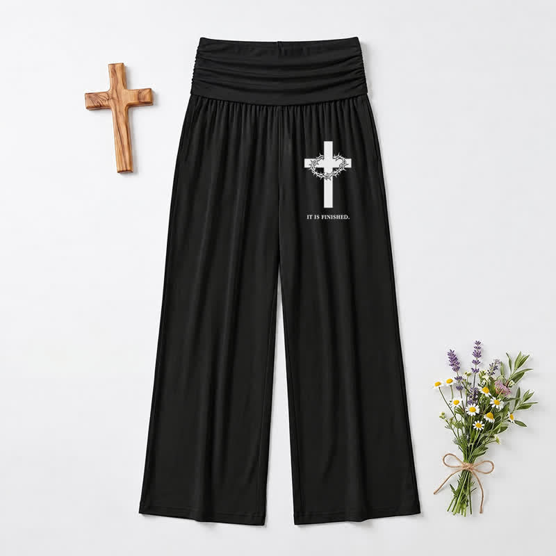 Christianartworkshop It Is Finished Cross Foldover Women’s Wide Leg Pants - US22,UK/AU26,EU54 - image 0