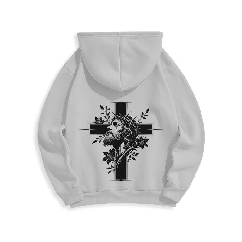 Christianartworkshop Cross Wreath Back Graphic Fleece Lined Pullover Hoodie - image 10