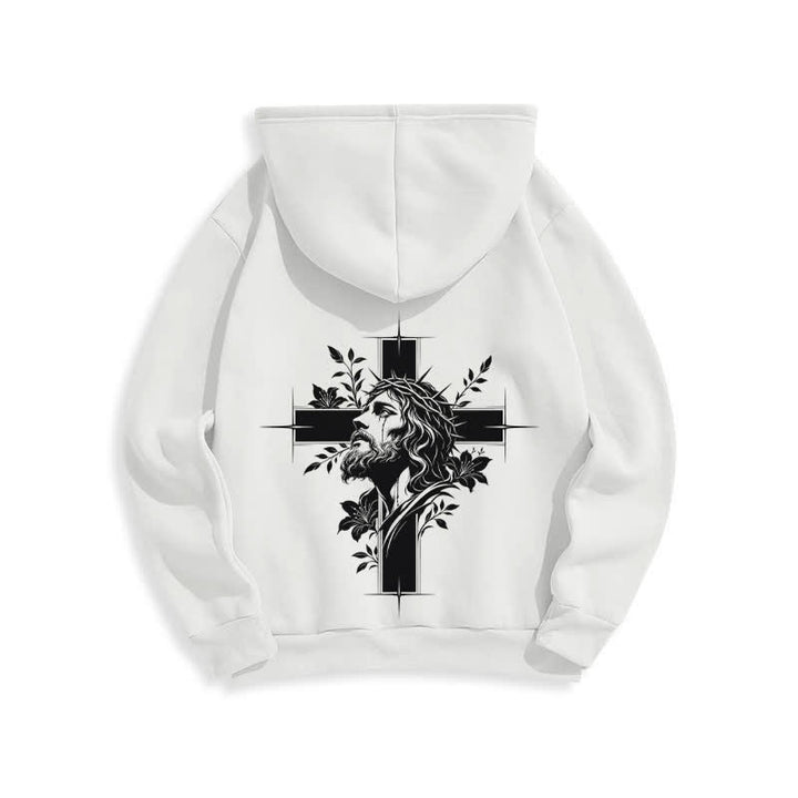 Christianartworkshop Cross Wreath Back Graphic Fleece Lined Pullover Hoodie - image 7