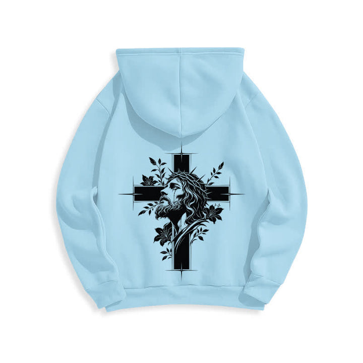 Christianartworkshop Cross Wreath Back Graphic Fleece Lined Pullover Hoodie - image 22