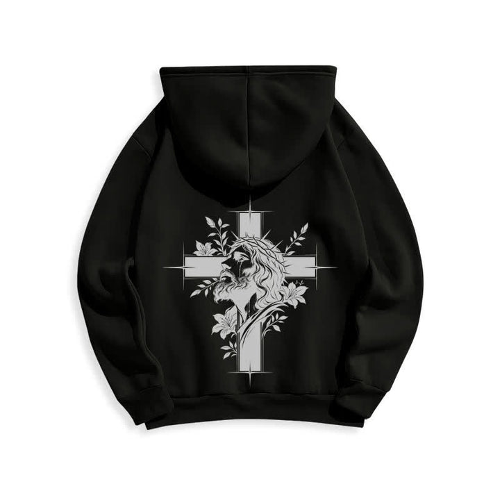 Christianartworkshop Cross Wreath Back Graphic Fleece Lined Pullover Hoodie - image 1