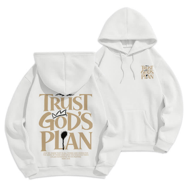 Christianartworkshop Trust God's Plan Brown Streetwear Pullover Hoodie - White - 2XL - image 3