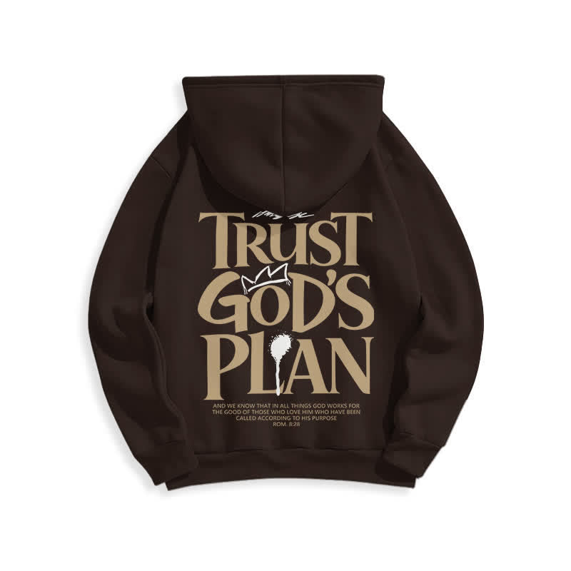 Christianartworkshop Trust God's Plan Brown Streetwear Pullover Hoodie - image 1