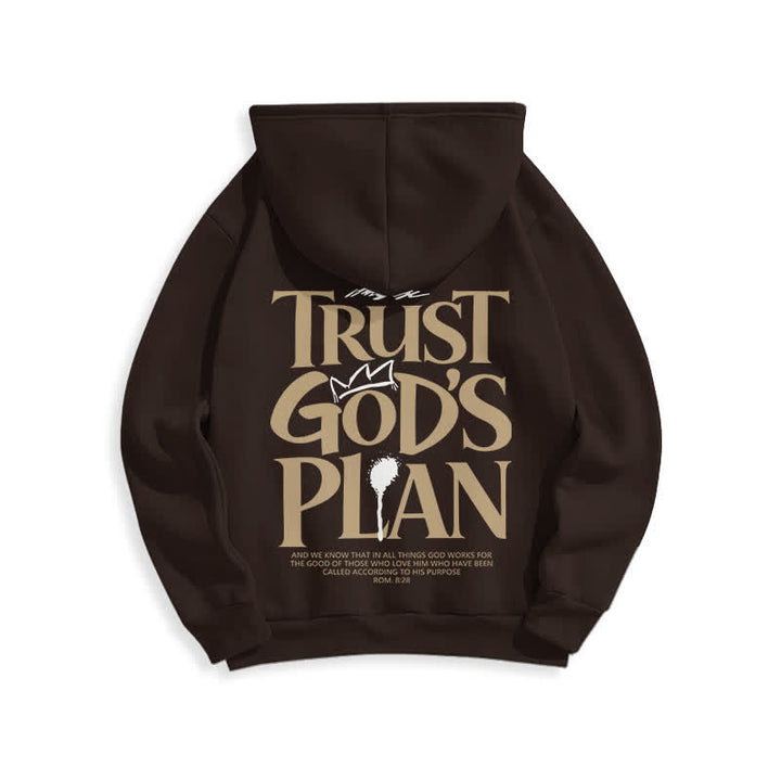 Christianartworkshop Trust God's Plan Brown Streetwear Pullover Hoodie - image 1