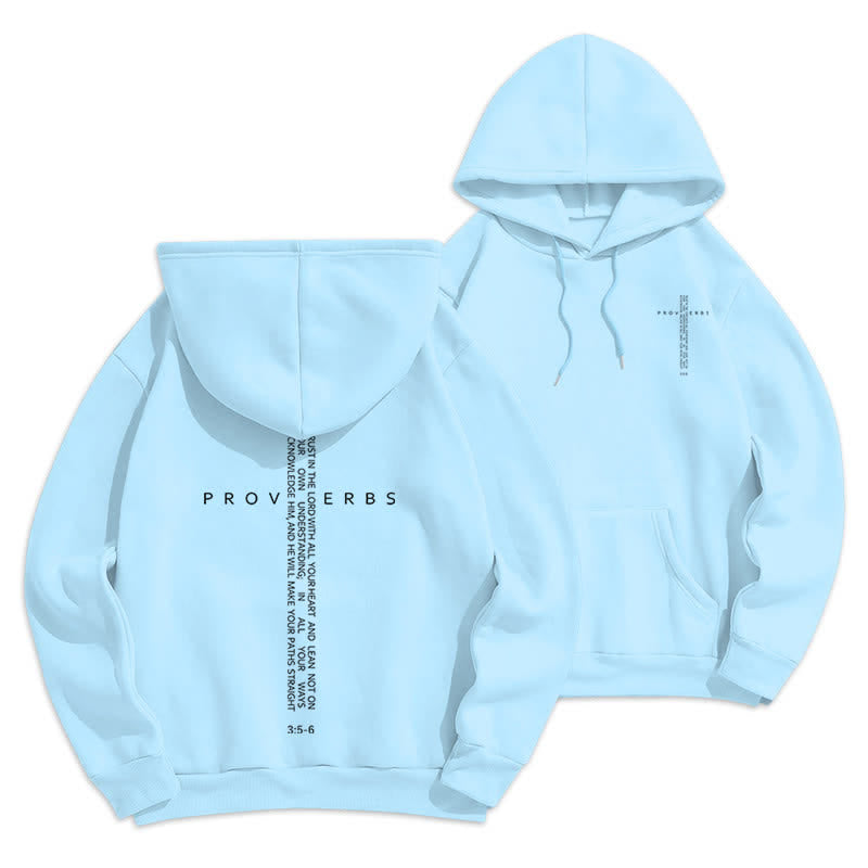Christianartworkshop Proverbs Cross Graphic Fleece Lined White Hoodie - Blue - 2XL - image 18