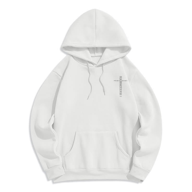 Christianartworkshop Proverbs Cross Graphic Fleece Lined White Hoodie - image 2