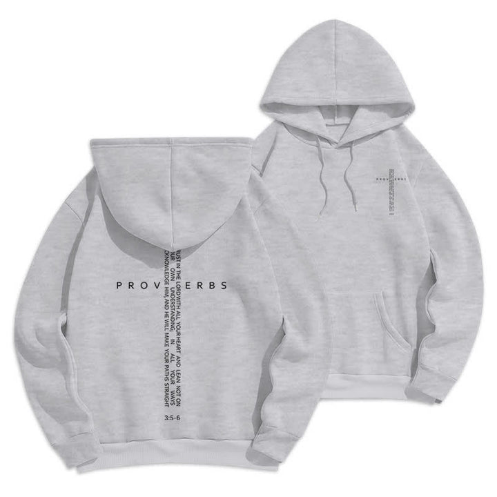 Christianartworkshop Proverbs Cross Graphic Fleece Lined White Hoodie - Grey - 2XL - image 9