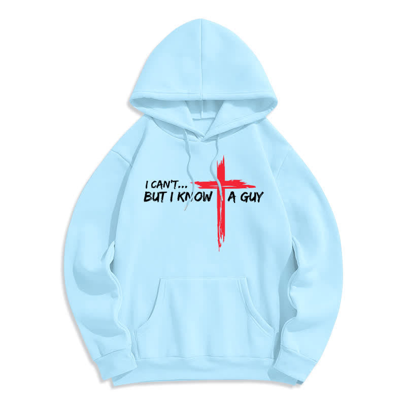 Christianartworkshop I Can't But I Know A Guy Cross Hoodie - Blue - 2XL - image 2