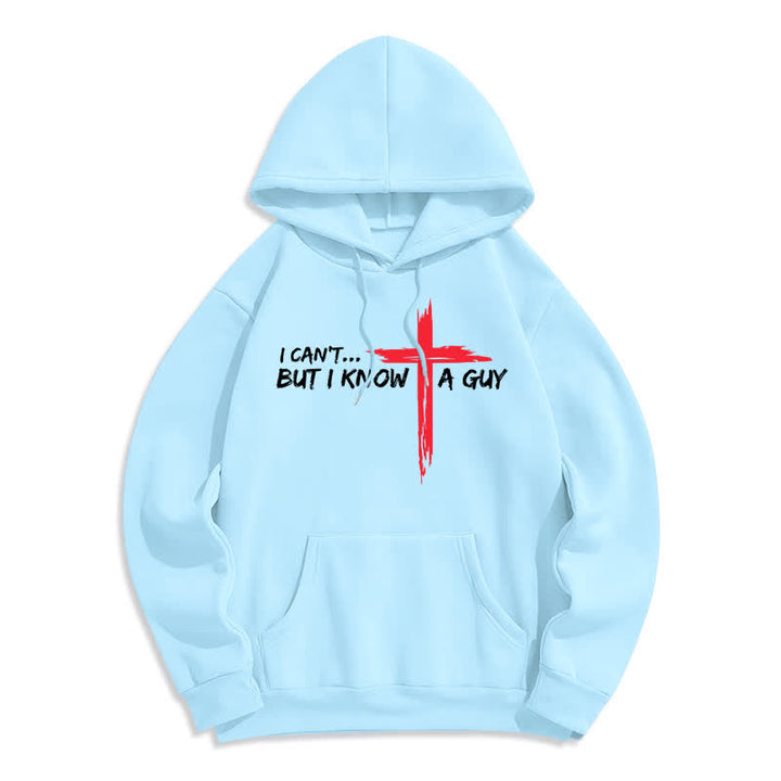 Christianartworkshop I Can't But I Know A Guy Cross Hoodie - Blue - 2XL - image 2