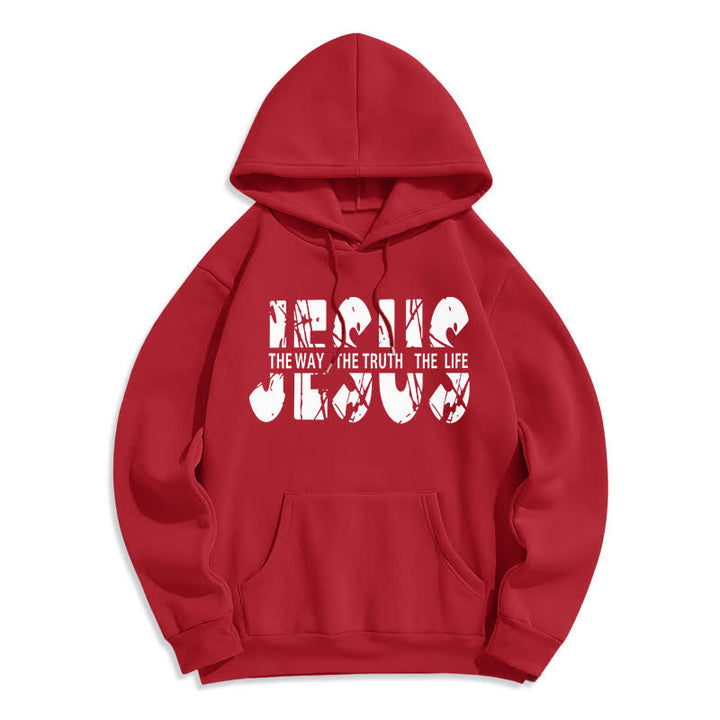 Christianartworkshop Jesus The Way The Truth The Life Fleece Hoodie - Red - 2XL - image 5