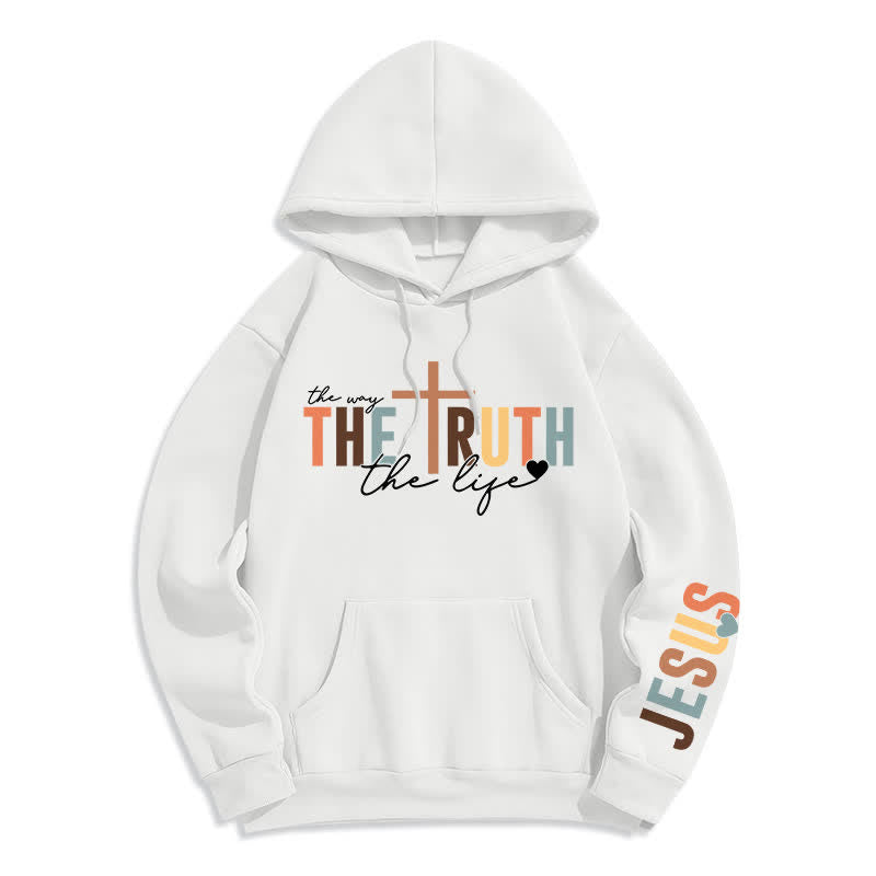 Christianartworkshop The Truth Jesus Cross Fleece Pullover Hoodie - White - 2XL - image 2