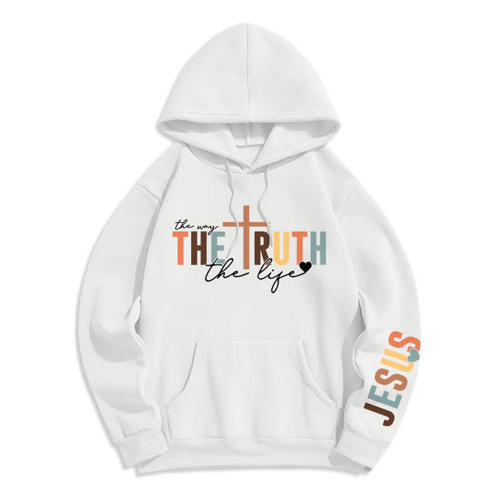 Christianartworkshop The Truth Jesus Cross Fleece Pullover Hoodie - White - 2XL - image 2