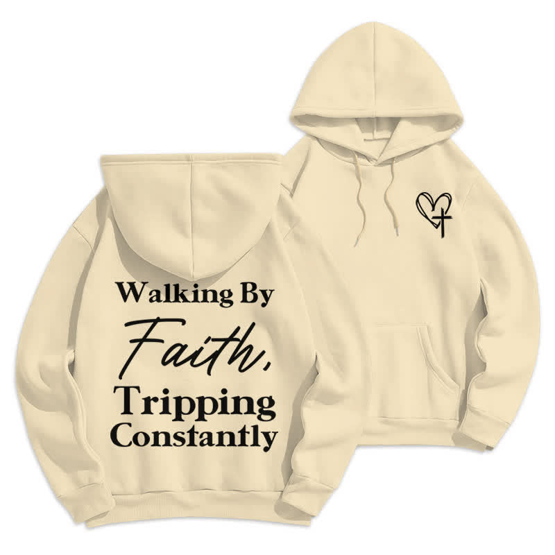 Christianartworkshop Walking By Faith Oversized Fleece Pullover Hoodie - Beige - 2XL - image 6