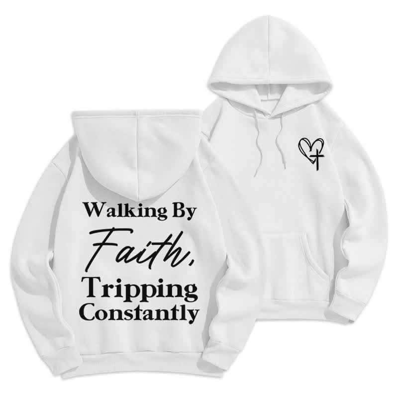 Christianartworkshop Walking By Faith Oversized Fleece Pullover Hoodie - White - 2XL - image 15