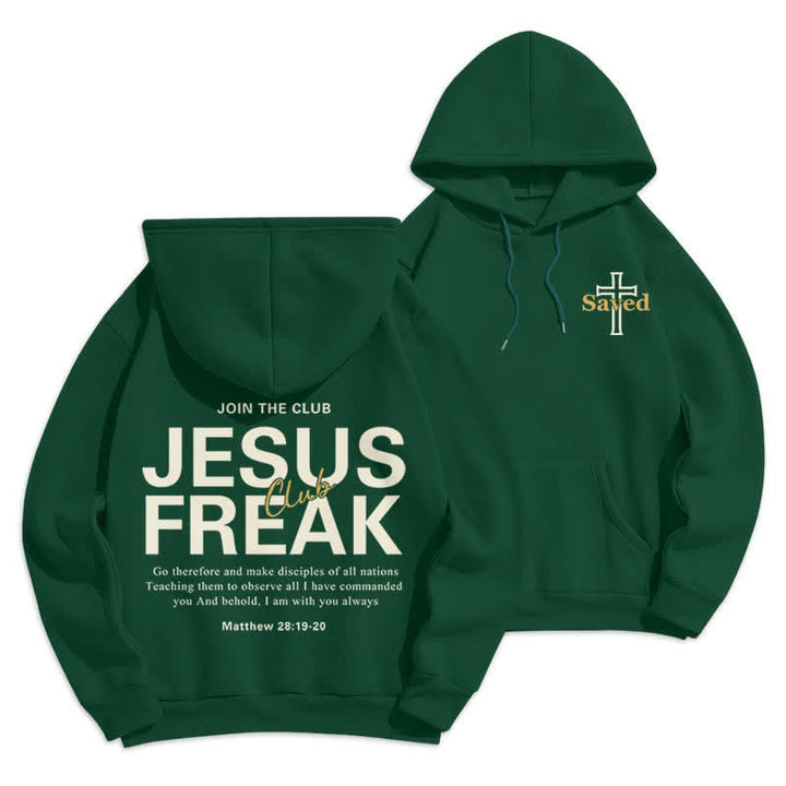 Christianartworkshop Jesus Freak Saved Oversized Fleece Pullover Hoodie - Green - 2XL - image 15