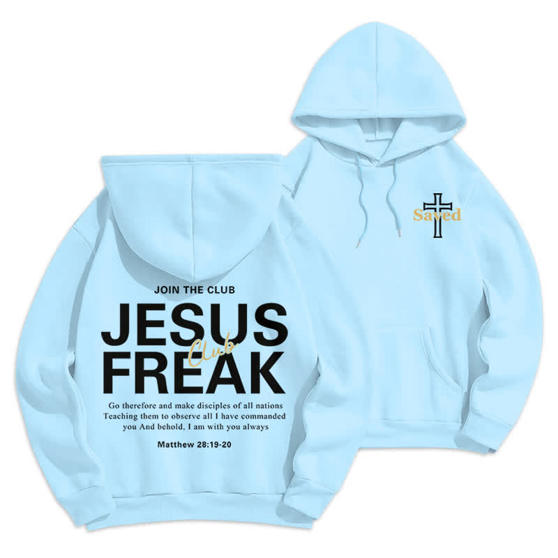 Christianartworkshop Jesus Freak Saved Oversized Fleece Pullover Hoodie - Blue - 2XL - image 12