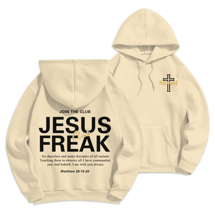 Christianartworkshop Jesus Freak Saved Oversized Fleece Pullover Hoodie - Beige - 2XL - image 0