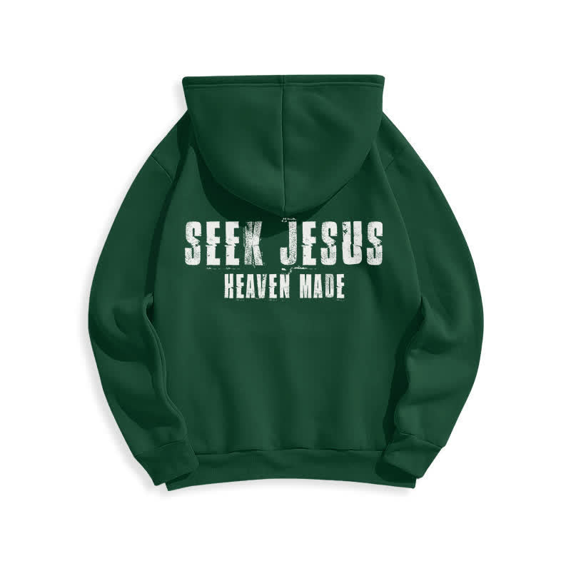 Christianartworkshop Seek Jesus Distressed Back Print Fleece Lined Hoodie - image 7