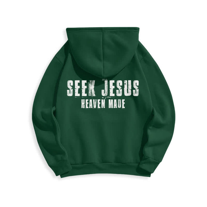 Christianartworkshop Seek Jesus Distressed Back Print Fleece Lined Hoodie - image 7