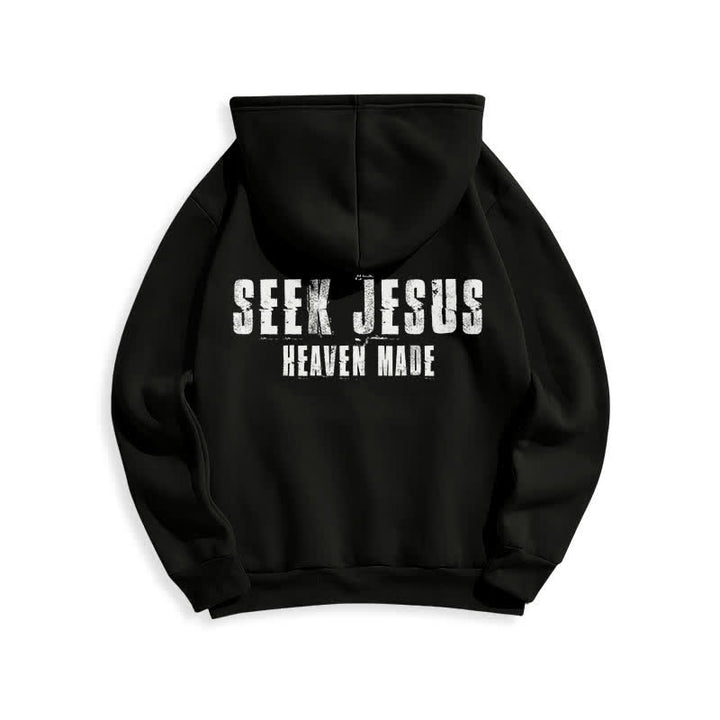 Christianartworkshop Seek Jesus Distressed Back Print Fleece Lined Hoodie - image 10