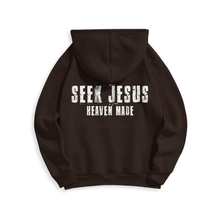 Christianartworkshop Seek Jesus Distressed Back Print Fleece Lined Hoodie - image 16