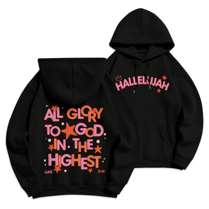 Christianartworkshop Hallelujah Crowned Stars Fleece Pullover Hoodie - Black - 2XL - image 3