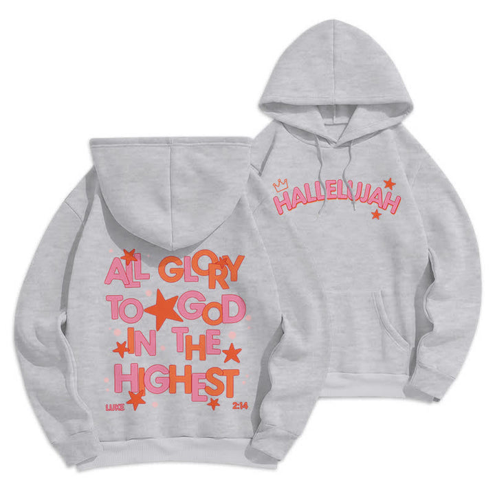 Christianartworkshop Hallelujah Crowned Stars Fleece Pullover Hoodie - Grey - 2XL - image 6