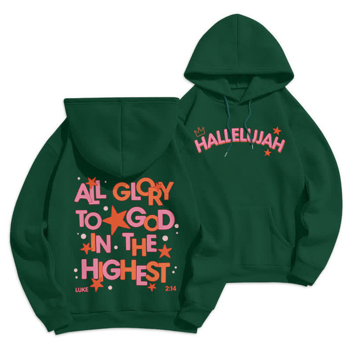 Christianartworkshop Hallelujah Crowned Stars Fleece Pullover Hoodie - Green - 2XL - image 15