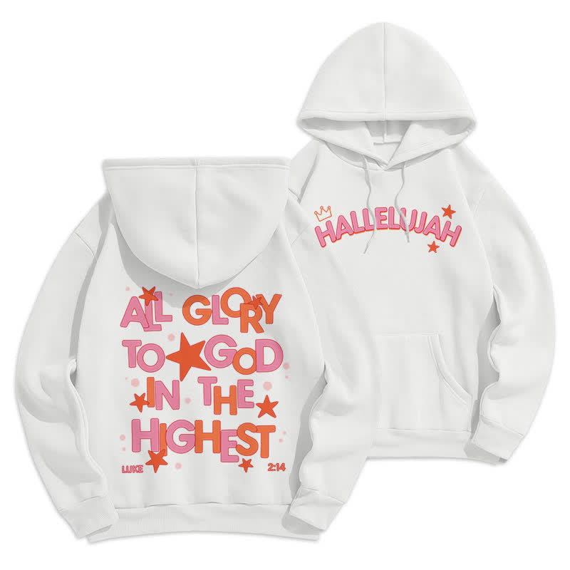 Christianartworkshop Hallelujah Crowned Stars Fleece Pullover Hoodie - White - 2XL - image 0